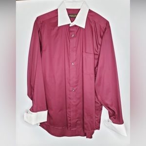 Donald J. Trump Signature Collection Regular Fit Maroon Dress Shirt 16-1/2 34/35